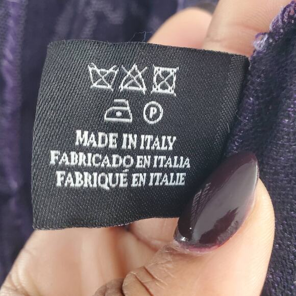 TOUS Black & Purple Wool Blend Graphic Scarf - Picture 11 of 11